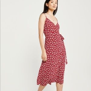 S Romantic Feminine Light Wrap-Front Midi Cami Dress Gown Summer Date Vacation